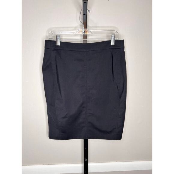 Akris Punto Solid Black Knee Length Stretch Cotton Pencil Skirt Size 8 - Picture 1 of 7